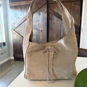 Lucky Brand Taupe Suede Hobo Shoulder Bag
